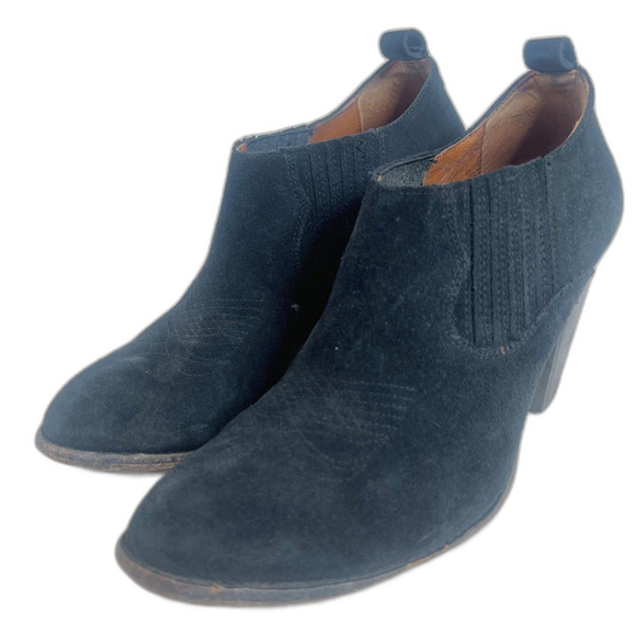 Frye Ilana Shootie Black Suede Bootie Ankle Boot Western Boho Size 10 - Picture 2 of 13